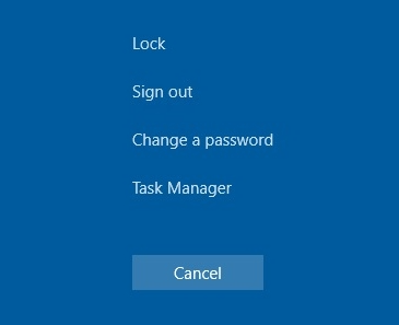 Premi Ctrl + Alt + Canc su Windows 10