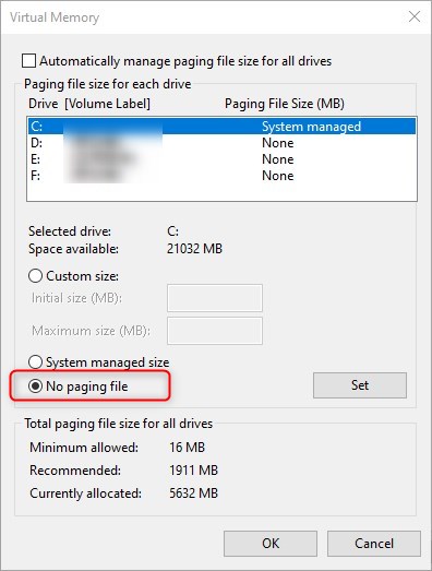 Spostare i file di sistema sull'HDD in Windows