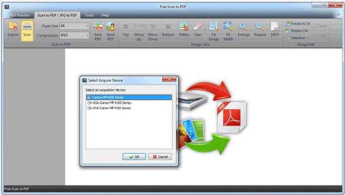 Interfaccia gratuita del software Scan to PDF