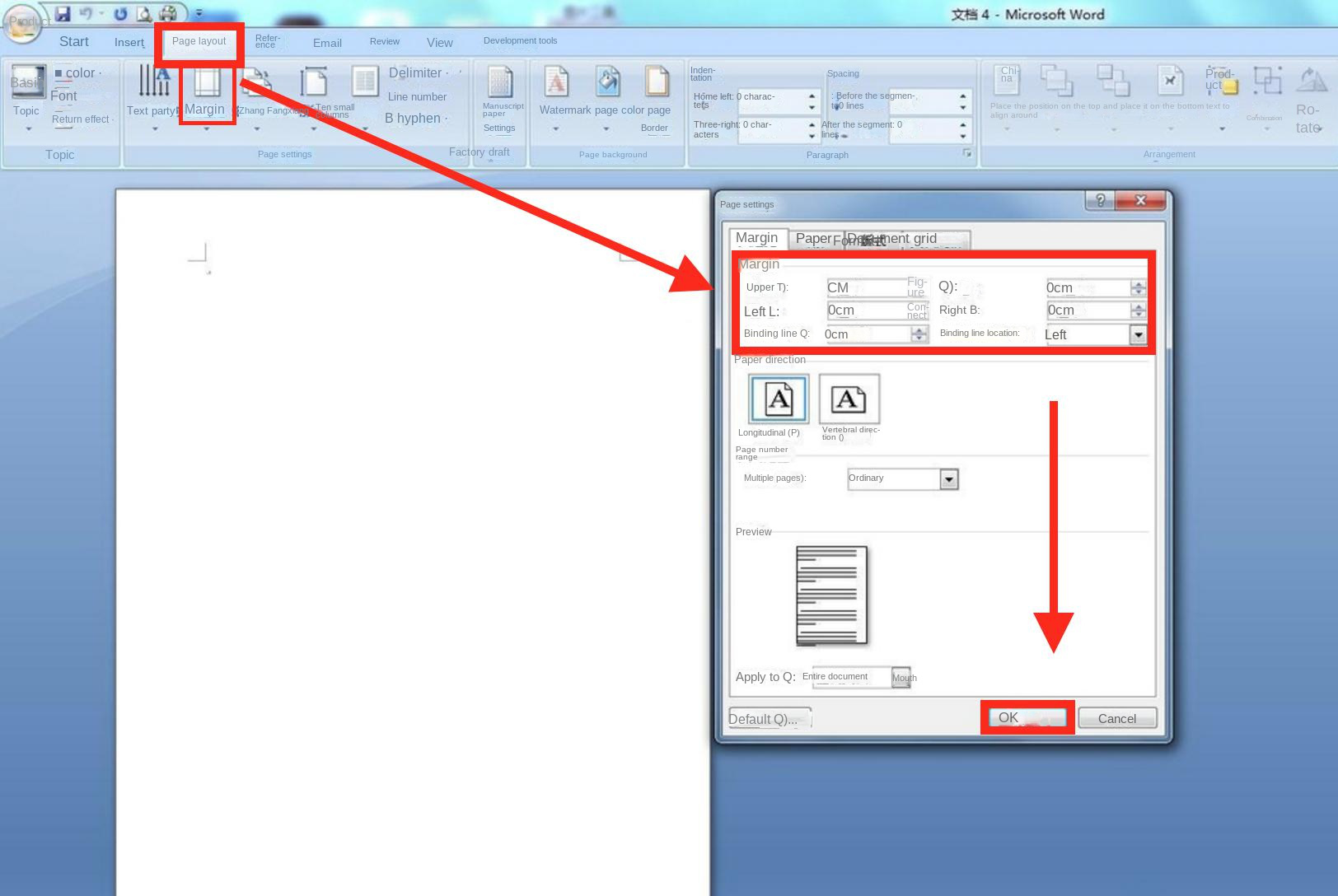 Pagina operativa del documento Word