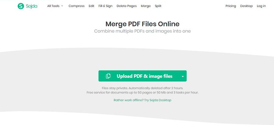 Sejda unisci PDF online