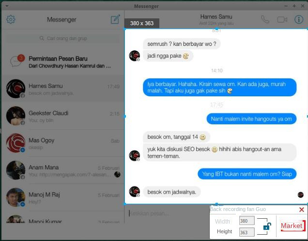 Scegliere le dimensioni dell'area di registrazione