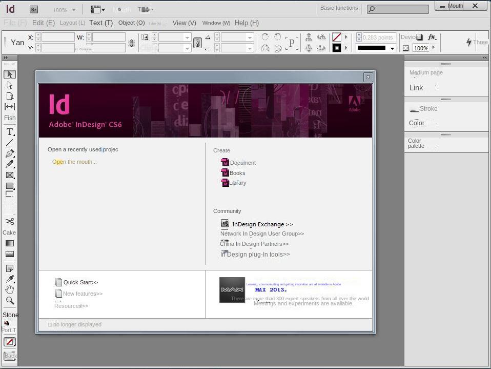 Interfaccia operativa del software InDesign