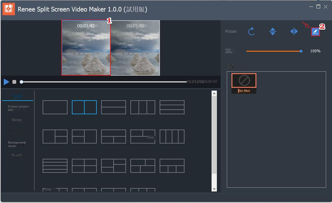 Renee Video Editor modifica schermo video diviso