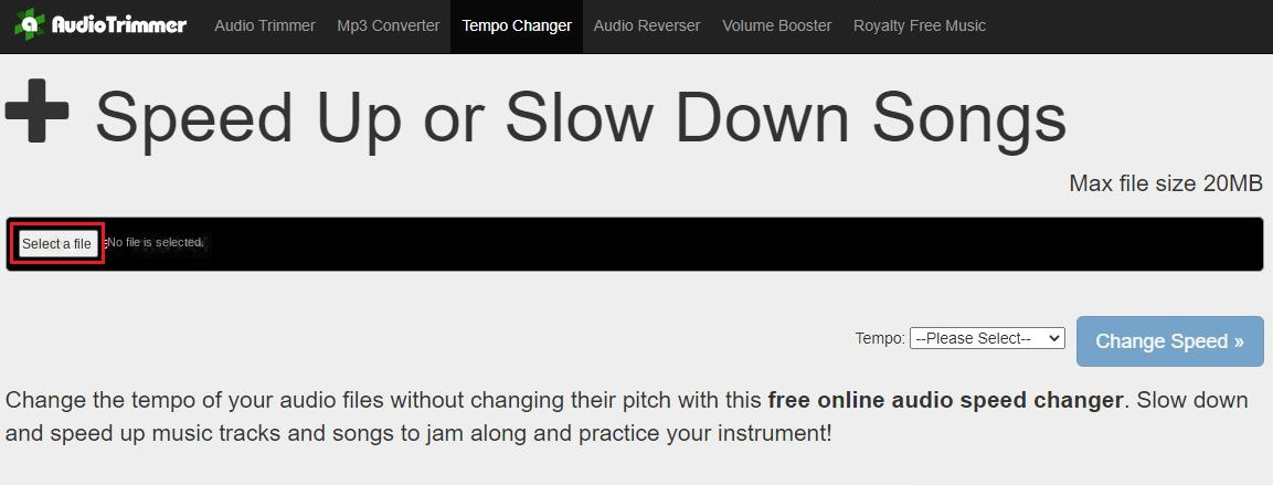 Caricare i file nello strumento di editing audio online AudioTrimmer