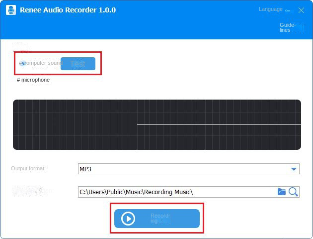 Interfaccia audio di registrazione