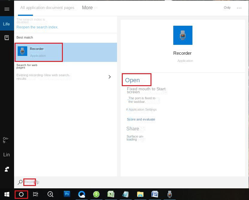 Cercare il software di registrazione fornito con Windows 10