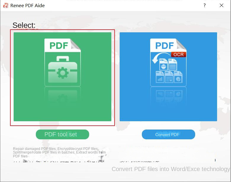 Fare clic sul set di strumenti PDF