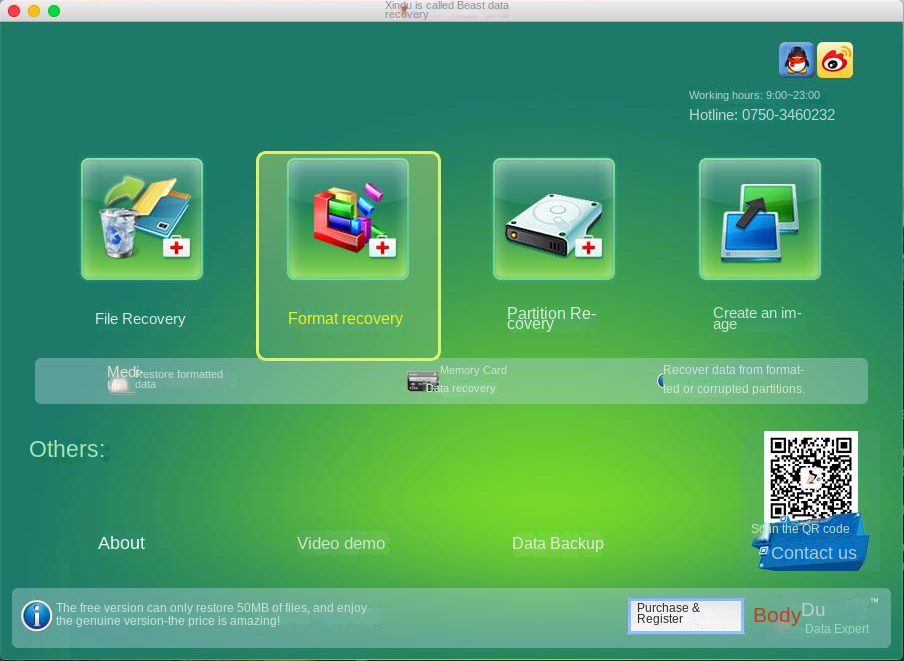 La versione Mac sceglie l'opzione di recupero formattato