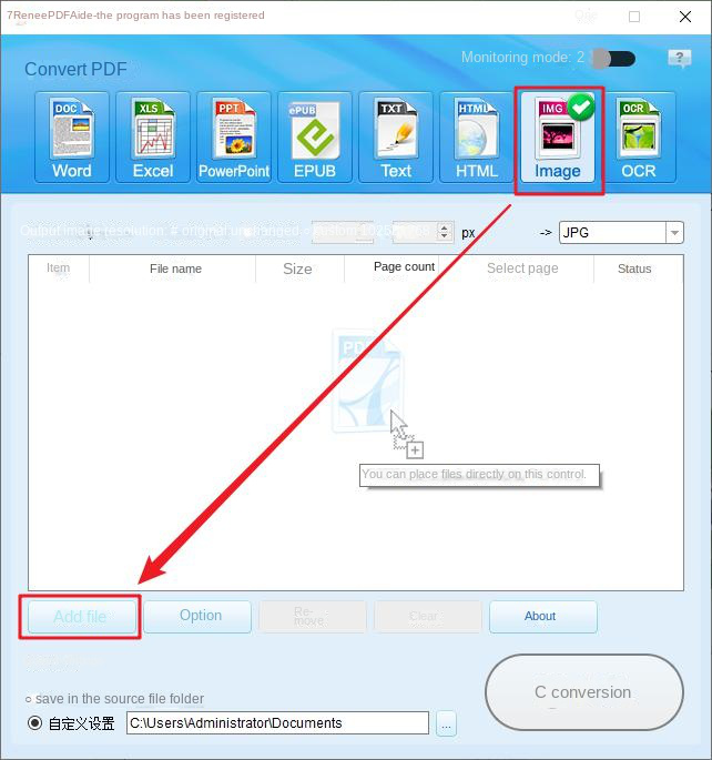 Selezionare Immagine e aggiungere file