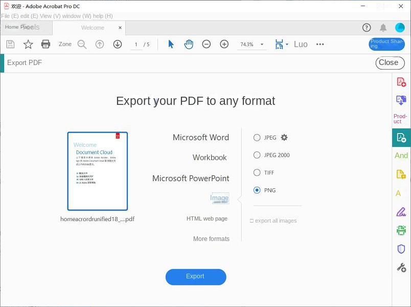 Convertire pdf in PNG