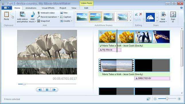 Interfaccia operativa del software Windows Movie Maker