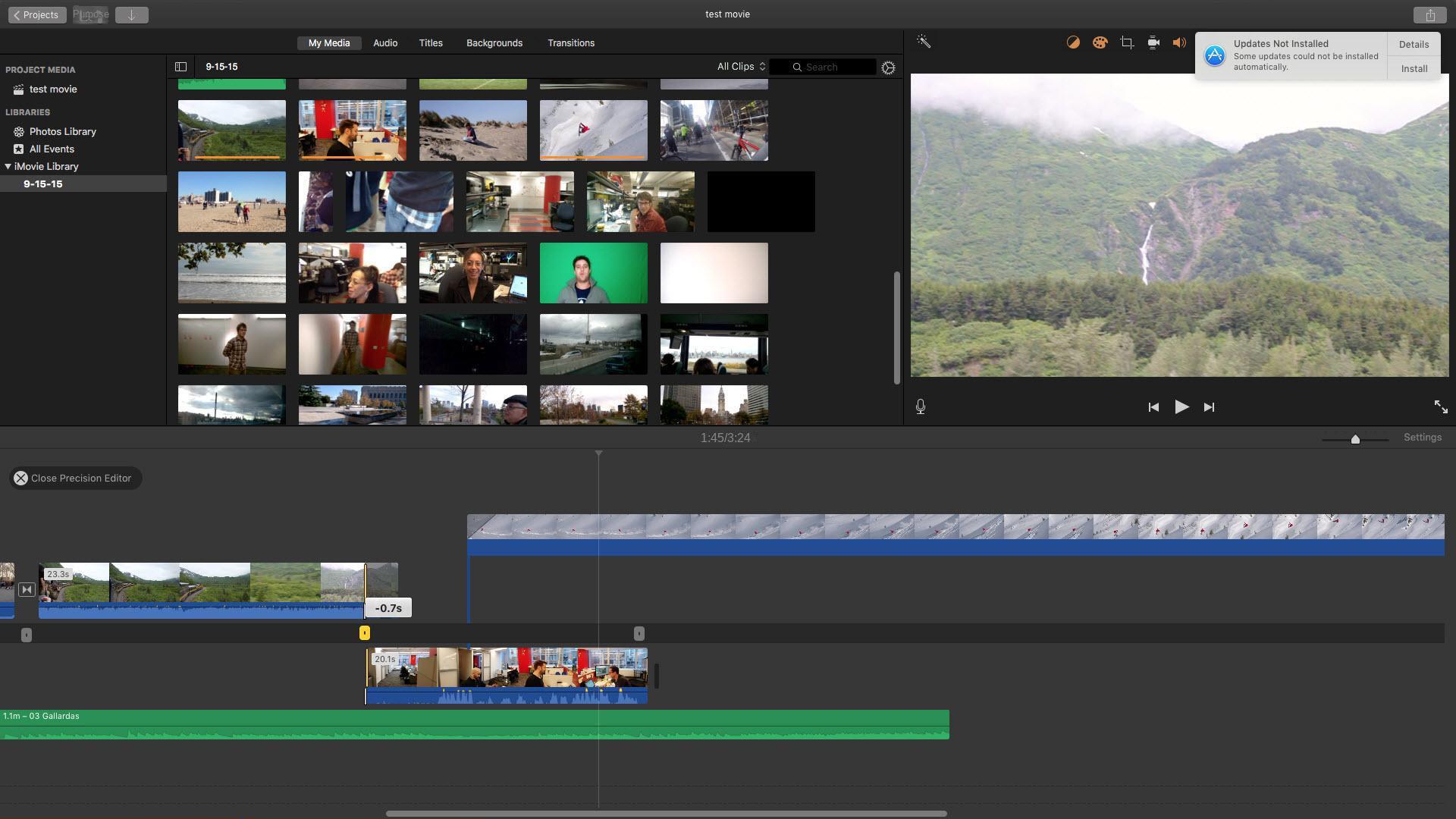Interfaccia dello strumento di editing video iMovie