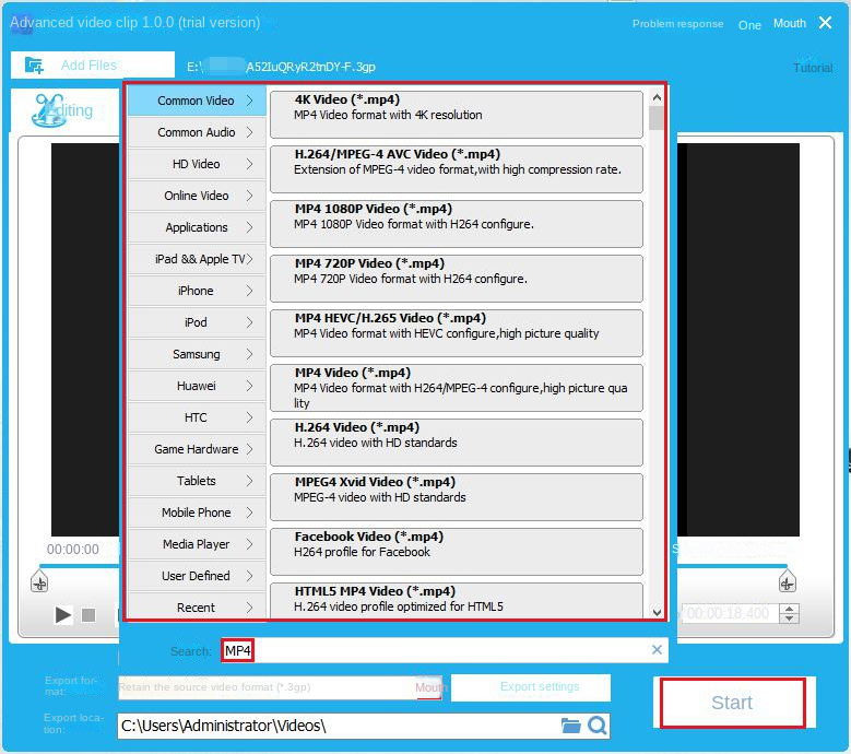 Esportazione dei file video convertiti