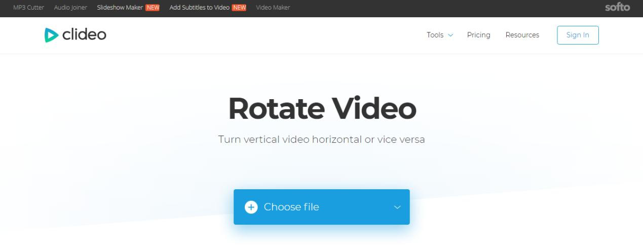Interfaccia dello strumento di editing video online clideo