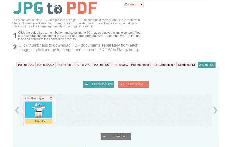 Conversione online di immagini JPEG in PDF