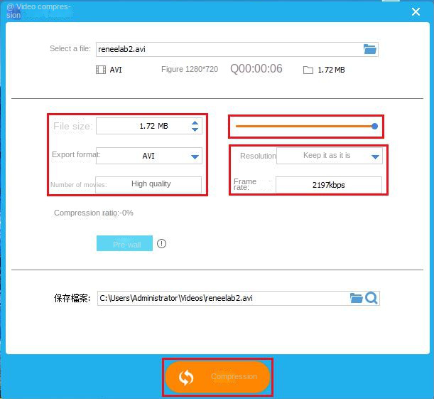 Regolare i parametri di compressione video