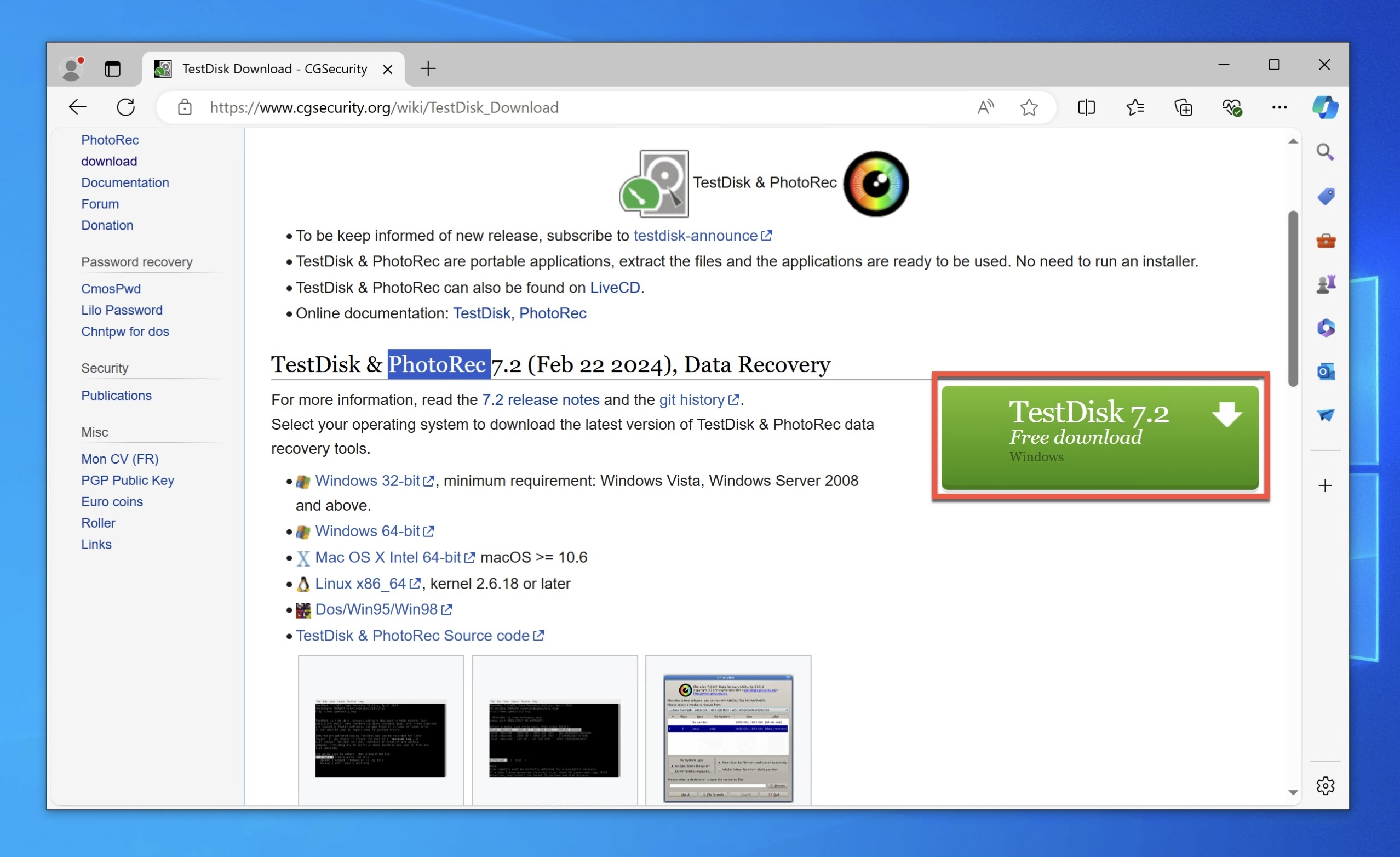 Download di PhotoRec e TestDisk