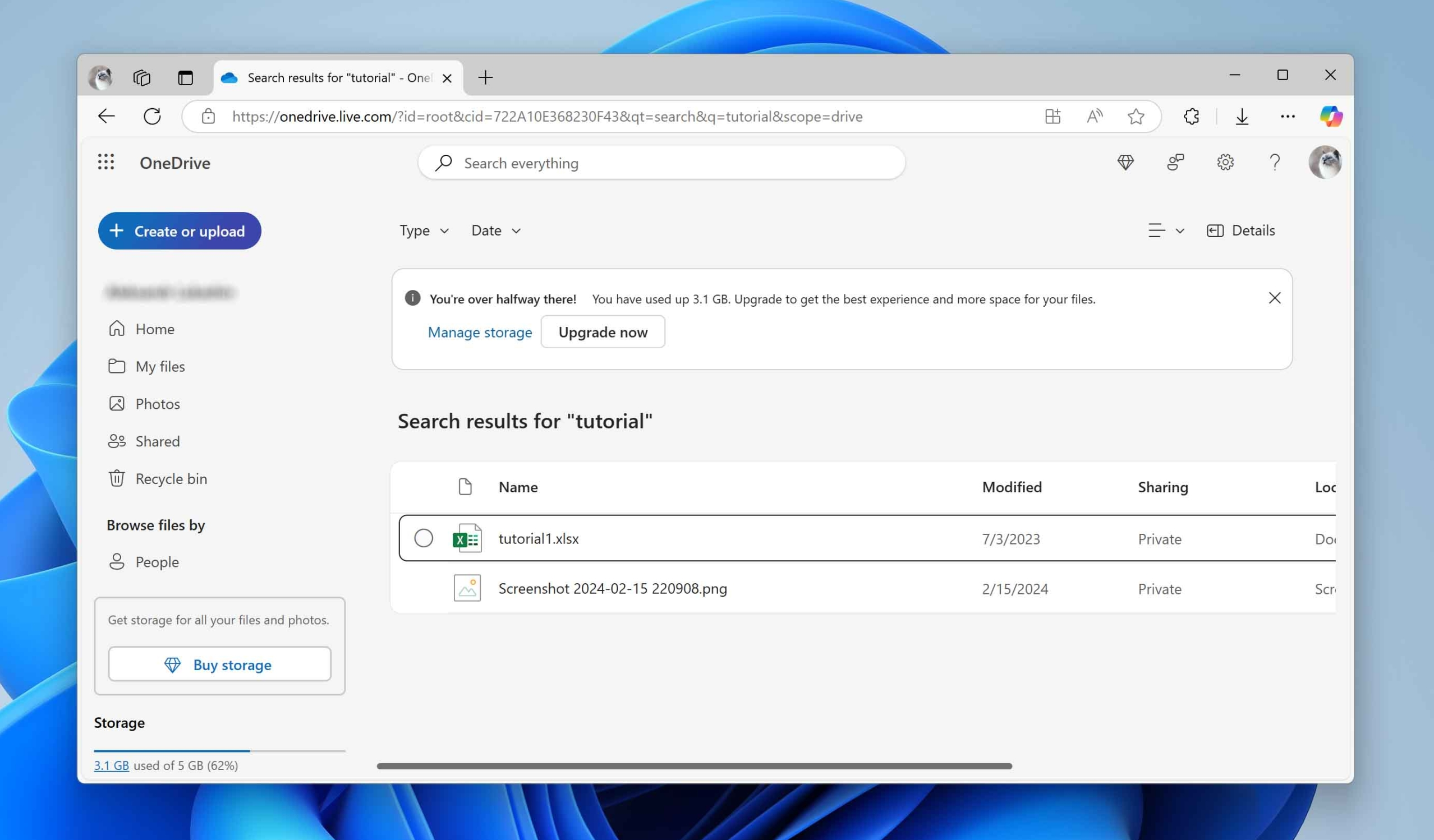 Cerca file in OneDrive