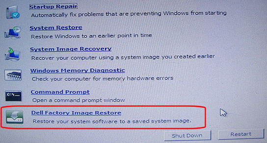 Reset di fabbrica portatile Dell senza password su Windows 7, Vista