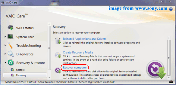 Clicca Recover computer