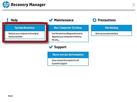 Usa System Recovery per eseguire il ripristino di fabbrica del laptop HP senza password