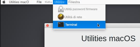 MacOS selezionare Terminale