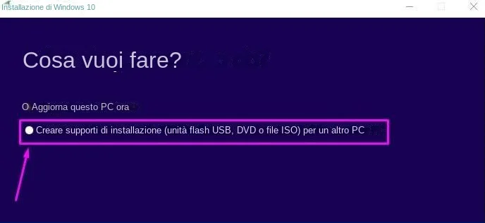 Creare un supporto di installazione (unità flash USB, DVD o file ISO) per un altro PC.