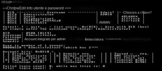 Offline nt Password Seleziona l'account e reimposta la password