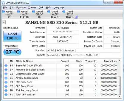utilizzare CrystalDiskInfo per verificare l'integrità dell'SSD