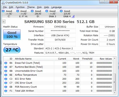 utilizzare CrystalDiskInfo per verificare lo stato di salute dell'SSD