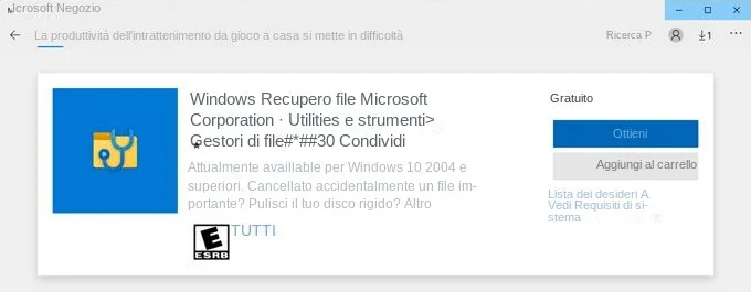 Il lavoro di recupero dei file di Windows di Microsoft