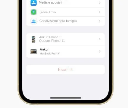 Esci da iCloud su iPhone