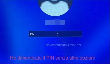 dimenticato il PIN nessuna altra opzione di login