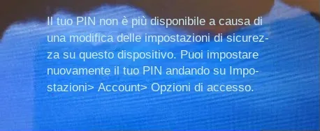 Il PIN non è più disponibile