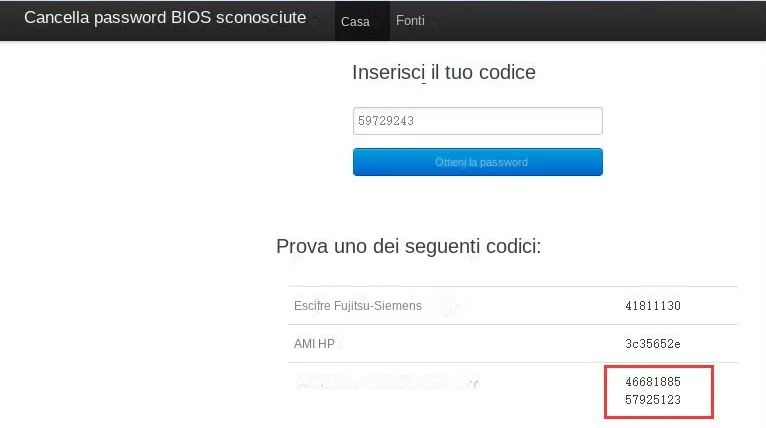 Calcolo dell'hash della master password in bios-pw.org