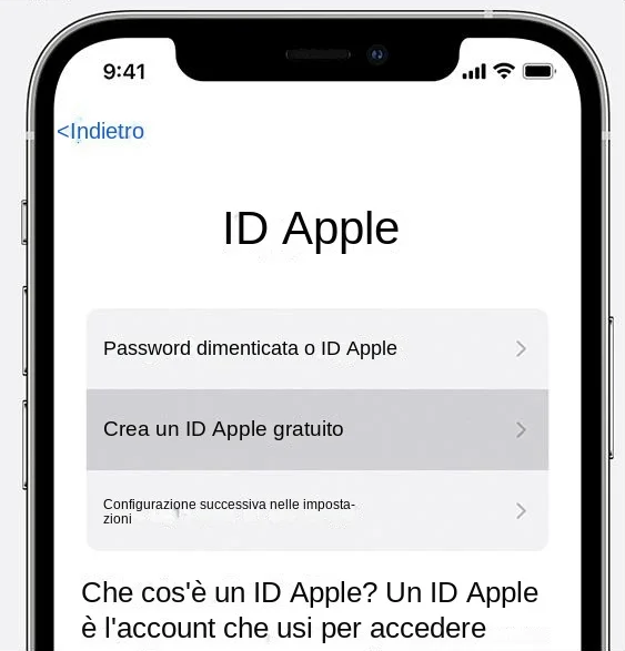 creare un ID Apple gratuito su iPhone
