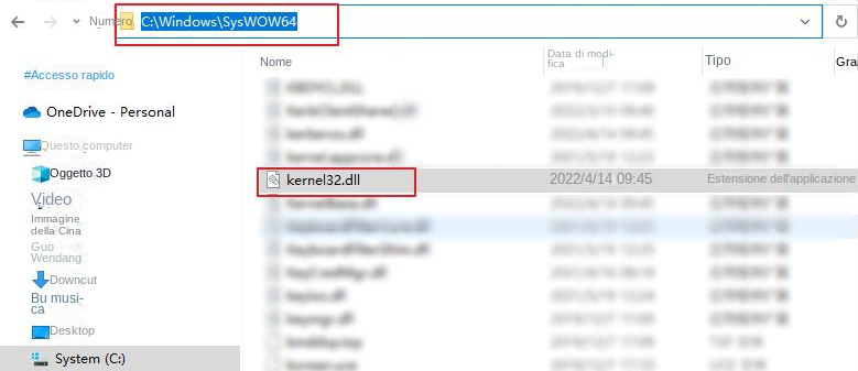 Kernel32.dll nella cartella sysWOW64