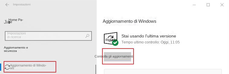 Controlla gli aggiornamenti