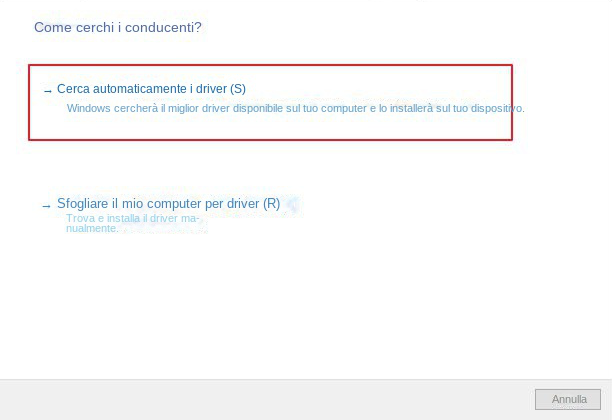 Cerca automaticamente i driver