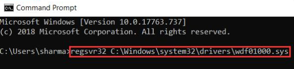 Registrare nuovamente il file wdf01000.sys
