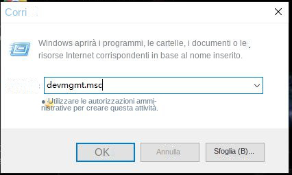 eseguire devmgmt.msc