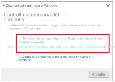 Verificare la presenza di problemi di memoria