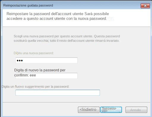 Procedura guidata per il disco di reimpostazione della password di Windows