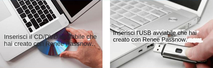 Avviare il PC di destinazione con il CD/DVD USB creato per la reimpostazione della password.