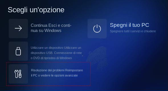 Windows 11 selezionare Risoluzione dei problemi