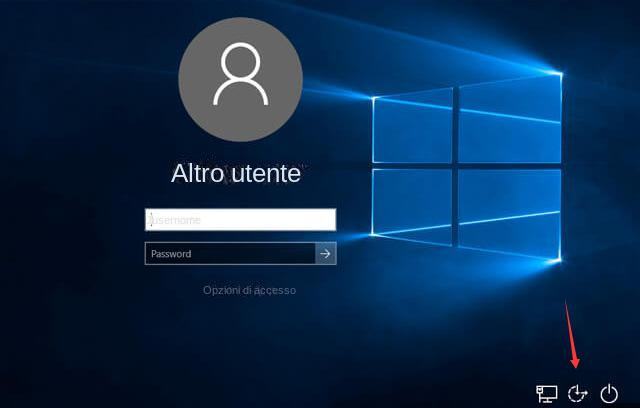 pulsante di facilità d'uso nella schermata di login di Windows