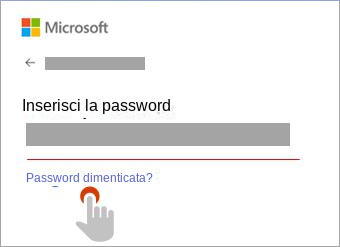 Finestra Inserisci password Collegamento password dimenticata