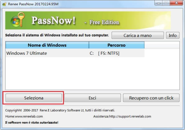 seleziona sistema Windows per rimuovere password dimenticata_595px