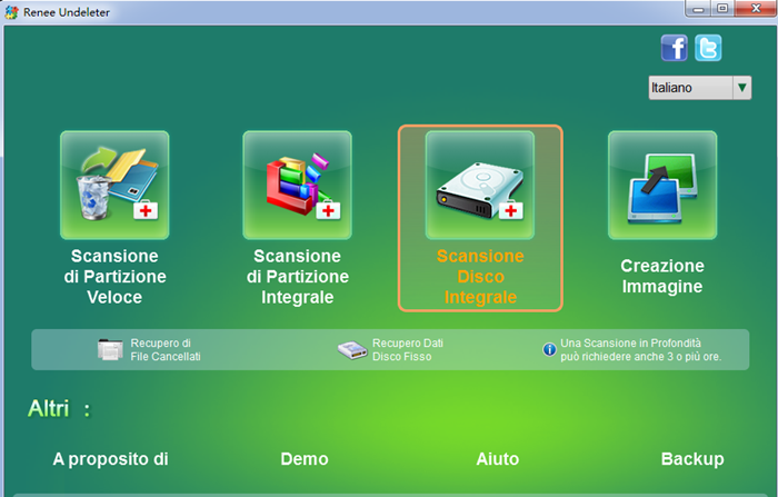 Selezionate la Scansione dell'intero disco per recuperare il disco rigido danneggiato.